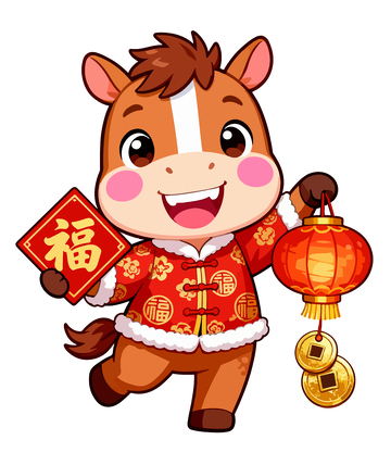 春节卡通吉祥小马儿插画4