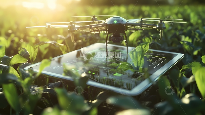 高清大图下载【趣麦麦图】科技农业无人机农田作业