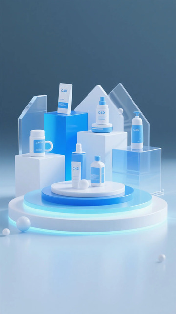 科技感护肤品展示场景