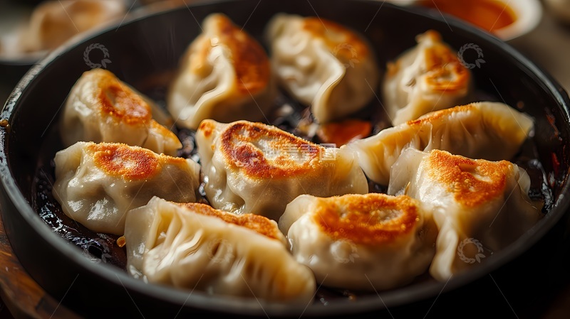 高清大图下载【趣麦麦图】铁锅煎饺美食摄影