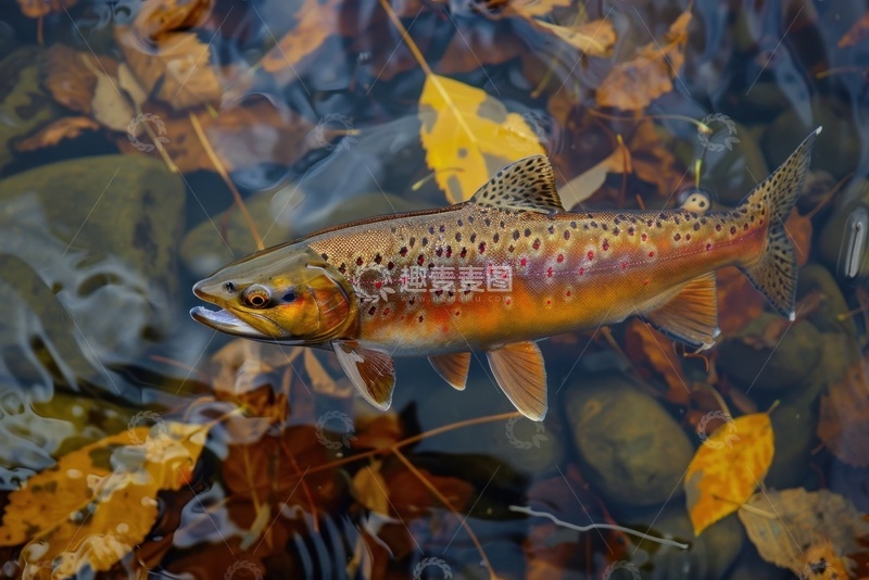 高清大图下载【趣麦麦图】河里一条红色的鱼