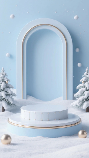 冬日圣诞场景展示台设计