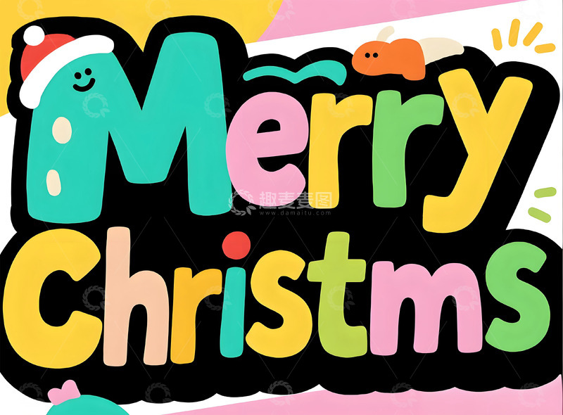 彩色圣诞快乐祝福图案设计