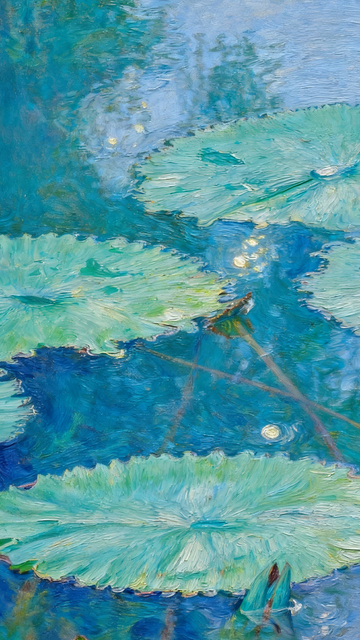 印象派睡莲池塘油画风景壁纸背景素材4