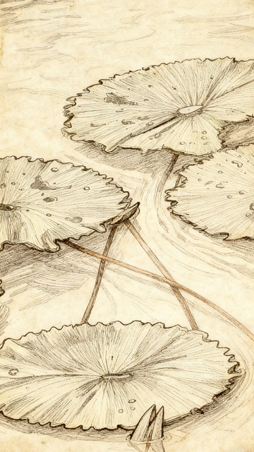 线描莲叶手稿设计素材1