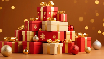 喜庆圣诞节礼物礼盒堆叠装饰图片