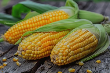放在桌面上的玉米