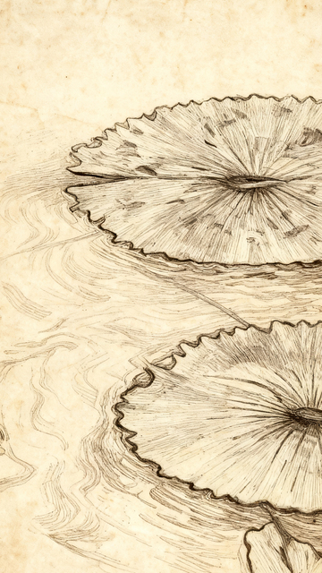 线描莲叶手稿设计素材2