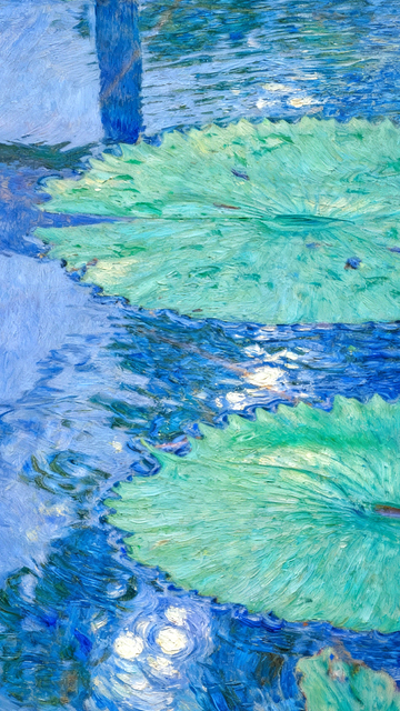 印象派睡莲池塘油画风景壁纸背景素材1