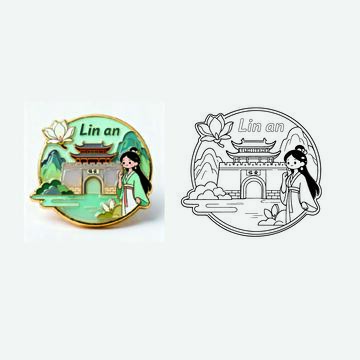 古风园林建筑纪念徽章设计