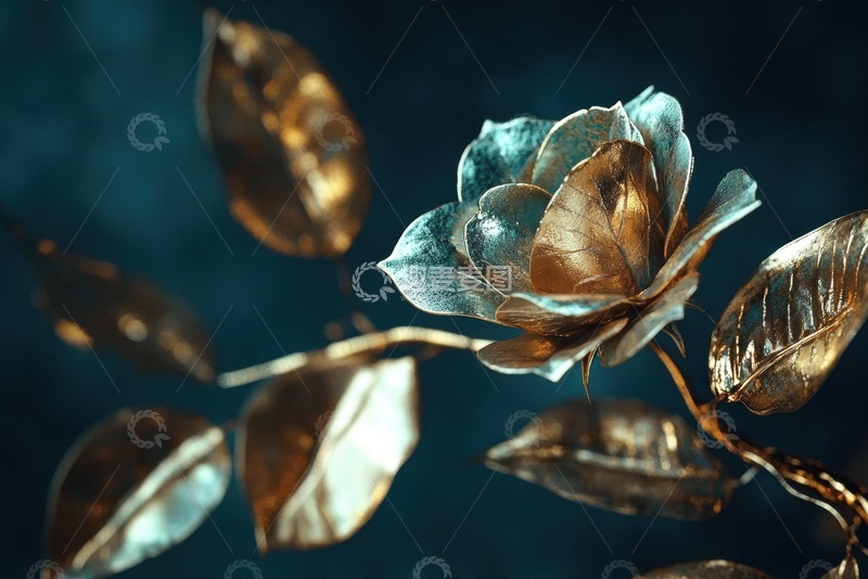 高清大图下载【趣麦麦图】黄金制成的金色花朵