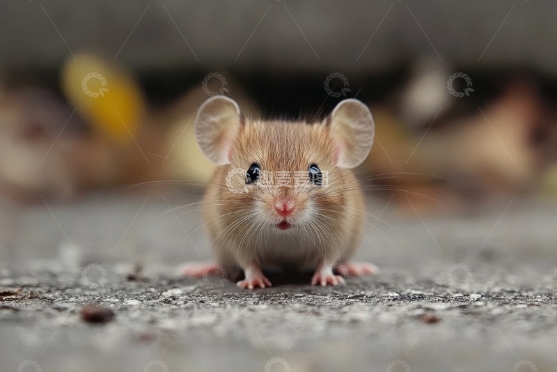 高清大图下载【趣麦麦图】地面上站立的一只小灰鼠