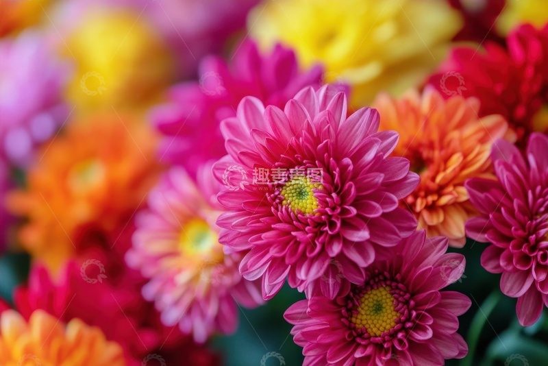 高清大图下载【趣麦麦图】盛开的玫红色菊花花卉