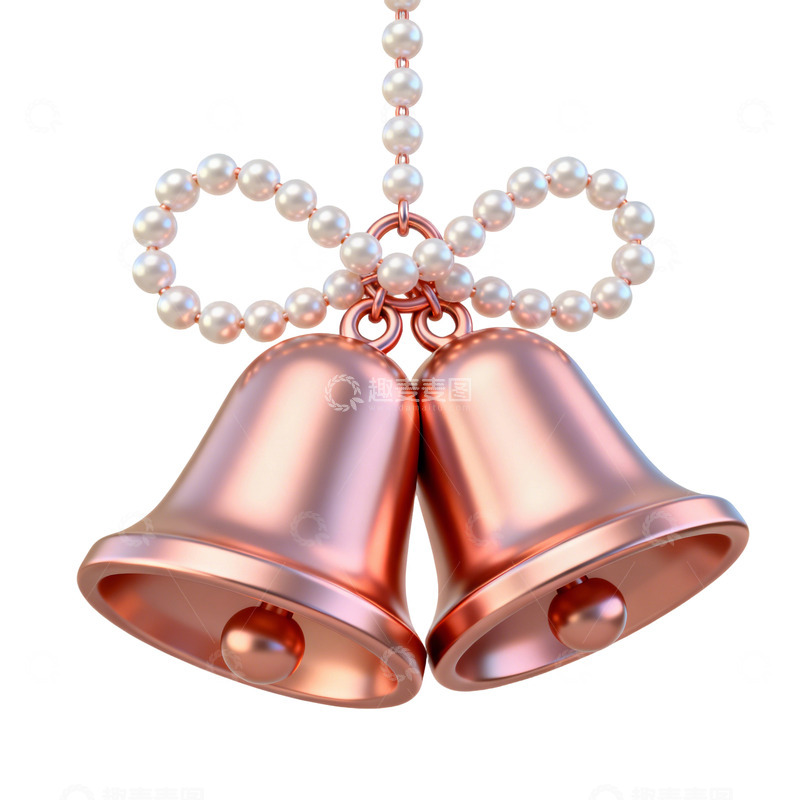 高清大图下载【趣麦麦图】金色珍珠铃铛可爱立体卡通圣诞节素材
