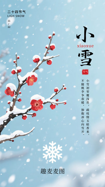 古风小雪梅花意境海报设计