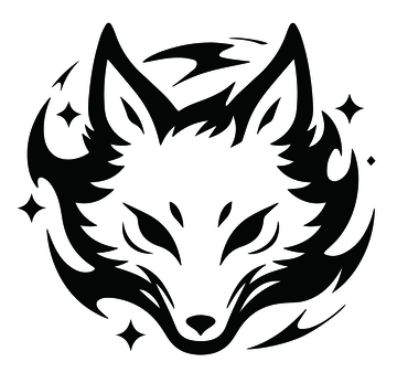 黑白狼图腾艺术图形设计素材