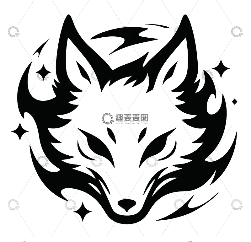 源文件下载【趣麦麦图】黑白狼图腾艺术图形设计素材