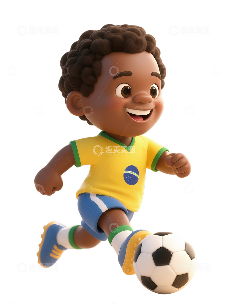 高清大图下载【趣麦麦图】卡通足球小将踢足球3D模型