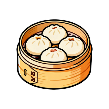 白色卡通美味包子一屉插画