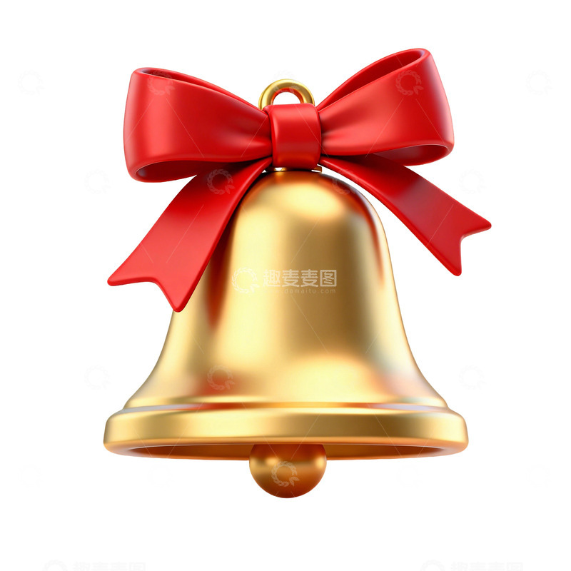 高清大图下载【趣麦麦图】金色蝴蝶节立体卡通铃铛圣诞节素材