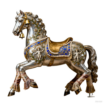 金色立体卡通华丽旋转木马圣诞素材