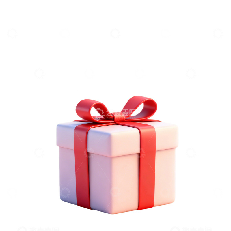 高清大图下载【趣麦麦图】简单白色礼盒立体卡通圣诞节素材