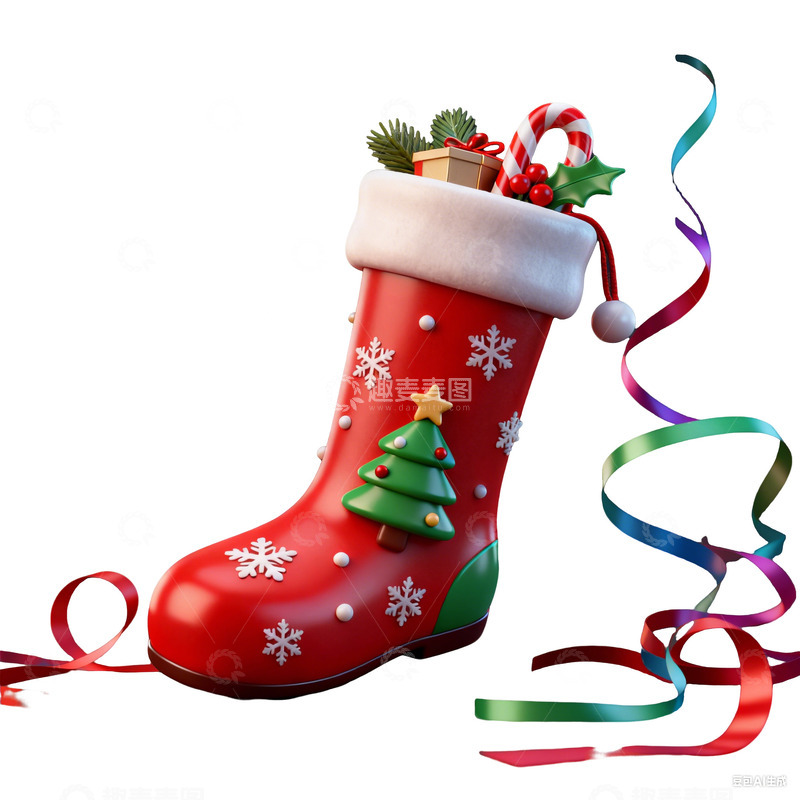 高清大图下载【趣麦麦图】圣诞节免抠元素袜子麋鹿雪人花环雪橇5