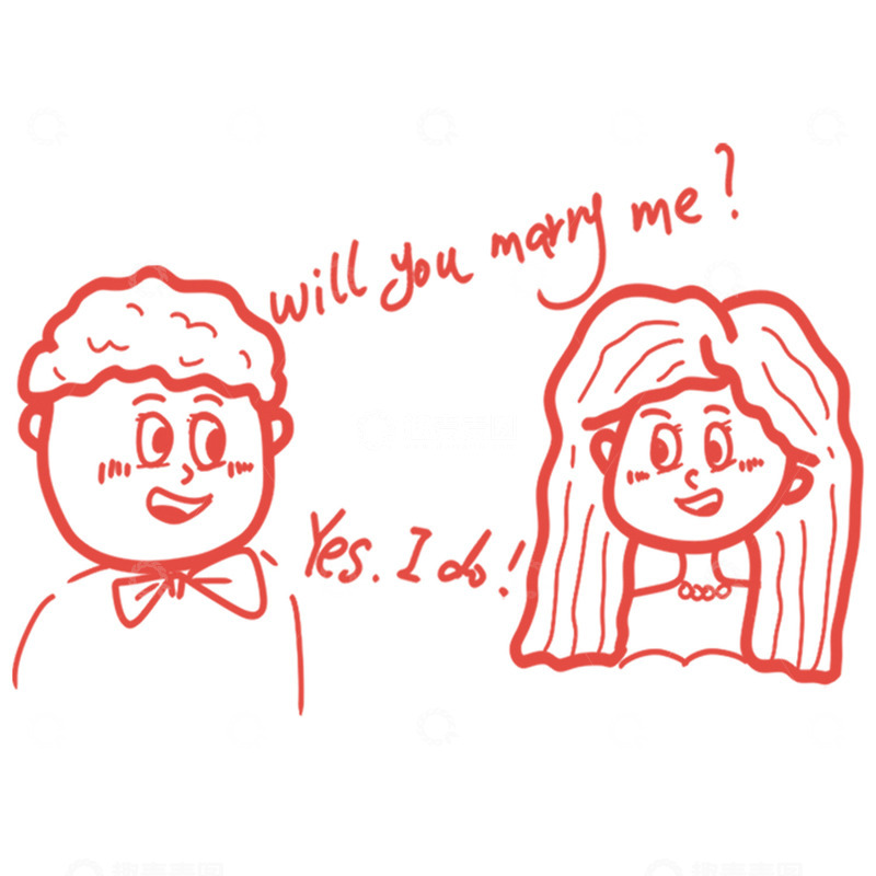 高清大图下载【趣麦麦图】-浪漫求婚简笔画求婚场景