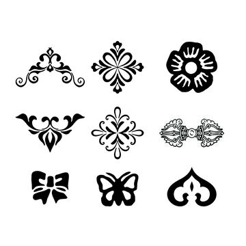 黑白装饰花纹图案设计元素