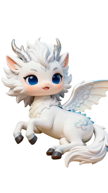 Q版仙兽,国风动漫风格,翅膀漫画风格