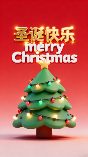 圣诞快乐,圣诞节,3D圣诞树