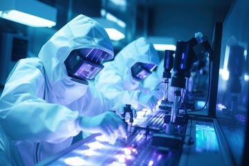 实验室里穿着白大褂的研究员