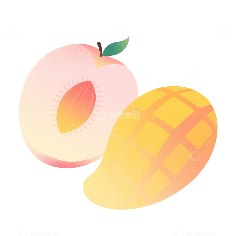 源文件下载【趣麦麦图】扁平桃子和芒果3