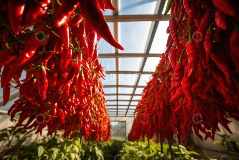 高清大图下载【趣麦麦图】室内晾晒的辣椒串