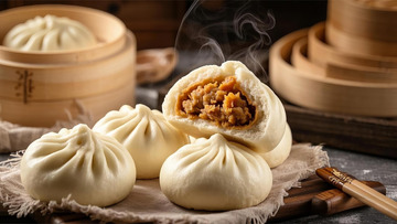 中式蒸包美食摄影