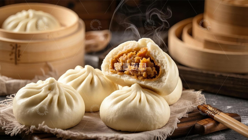 高清大图下载【趣麦麦图】中式蒸包美食摄影