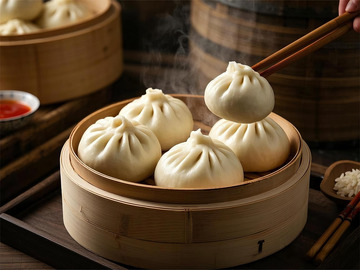 小笼包蒸笼美食摄影