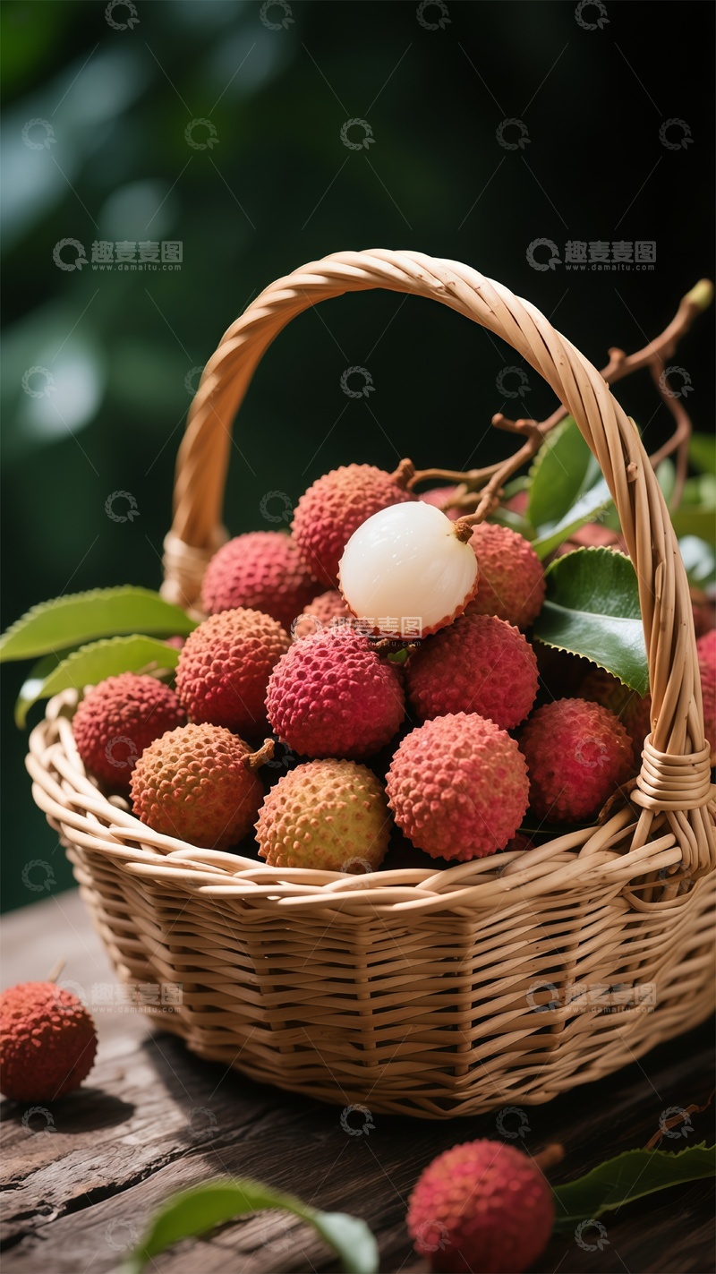 高清大图下载【趣麦麦图】荔枝满篮夏日鲜果