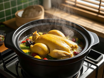 砂锅炖鸡美食摄影图片