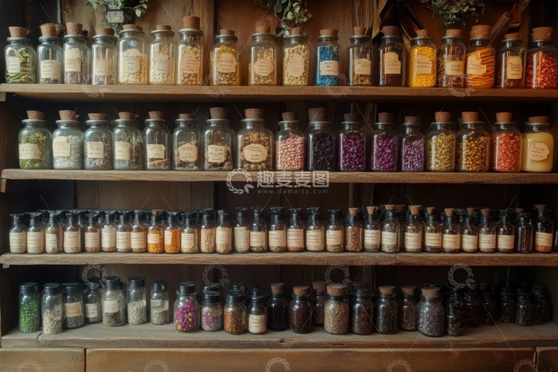 高清大图下载【趣麦麦图】排列整齐的干花调味品