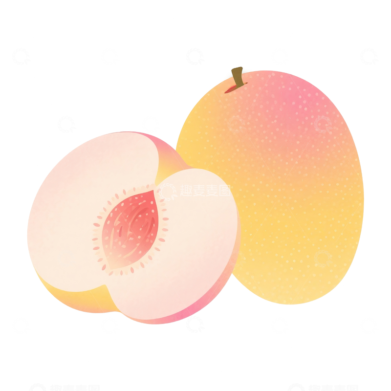 源文件下载【趣麦麦图】扁平桃子和芒果2
