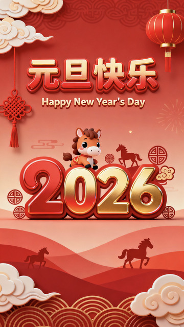 元旦海报,中国元素海报,2026年海报