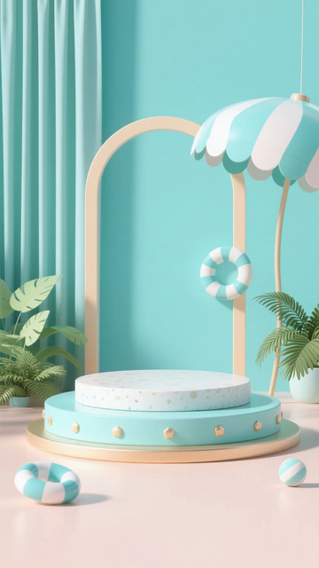 夏日清凉场景展示台设计