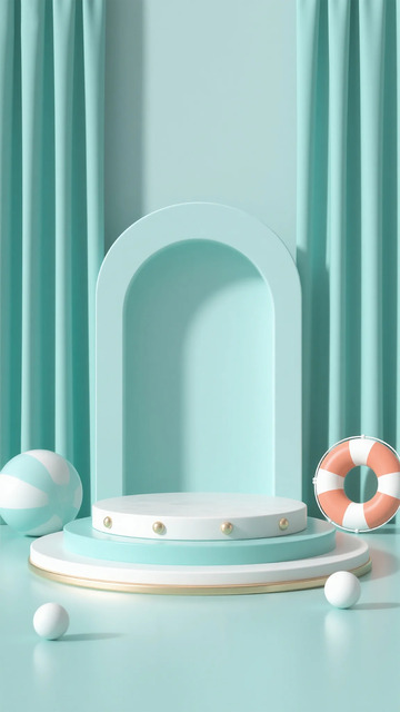 清新海洋风展示台设计