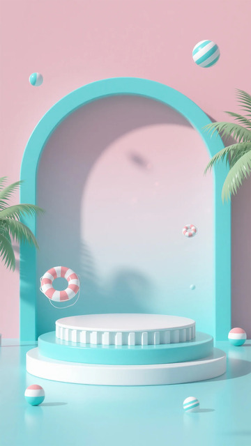 夏日海滩展示台设计图