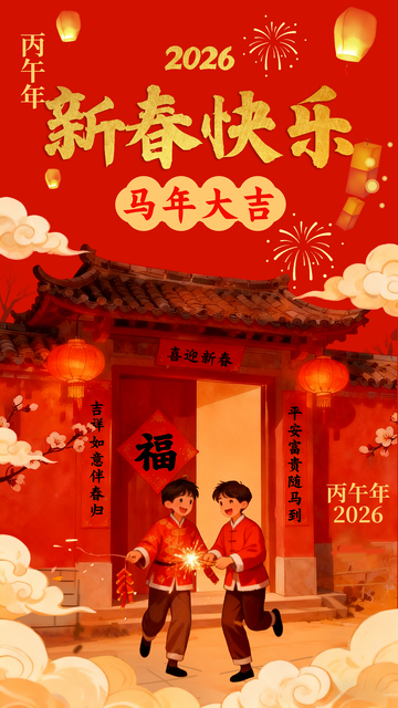 马年新春喜庆插画