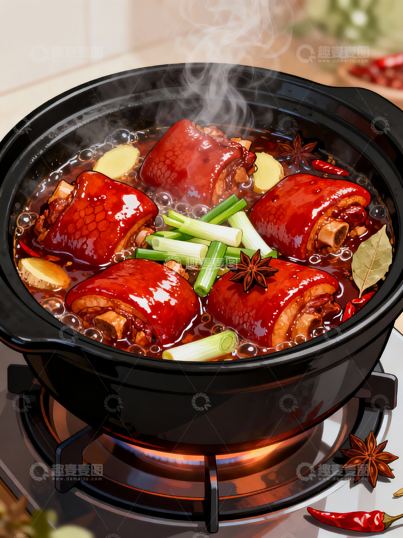 源文件下载【趣麦麦图】写实漫画风格红烧猪蹄3