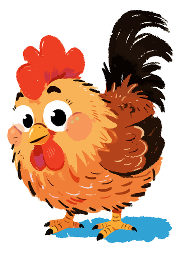 卡通公鸡插画儿童读物插图