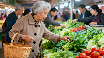 市场买菜老人市井采购生活照