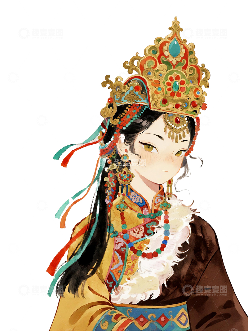 源文件下载【趣麦麦图】免抠藏族少女3